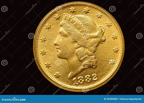Twenty Dollars Gold Coin from 1882 Stock Photo - Image of retro, single ...