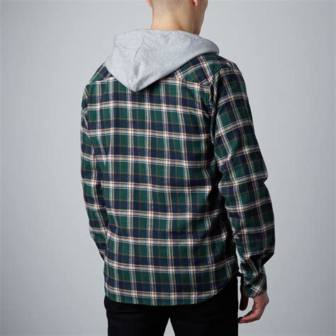 Hooded Flannel Shirt // Green + Blue (S) - Something Strong - Touch of ...