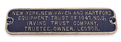 Sold Price: Cast Iron New Haven Railroad Trust Plate - October 4, 0122 ...