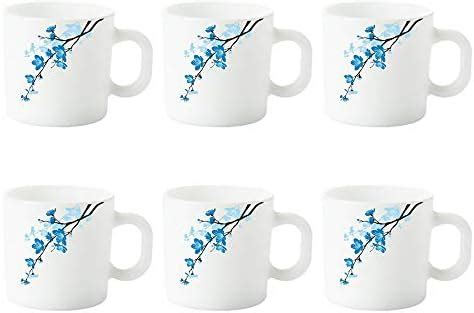 Larah by Borosil Mimosa Opalware Mug Set, 6 Piece, White, 180 Ml ...