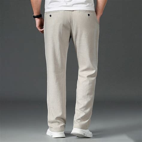 Men's Easy Care Cotton Linen Athletic Pants Active Pants Trousers ...