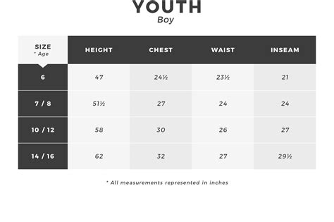 Youth Medium Size Chart Shorts at Brianna Hort blog