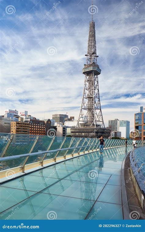Nagoya TV Tower Rises Over Water Surface of Oasis 21. Nagoya. Japan ...
