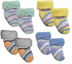 ANKIMA Baby Woollen Socks (0-6 Month, Multicolour) - Set of 4 Pairs (0 ...