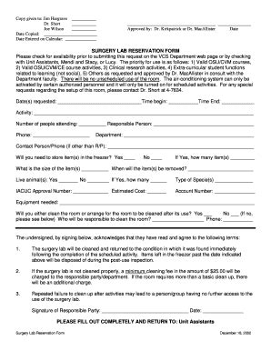 Fillable Online cvm okstate Surgery Lab Reservation Form.pdf - cvm ...