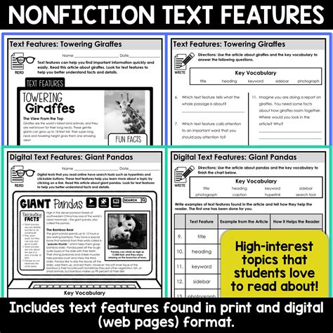 Image result for Nonfiction Text Features Worksheet