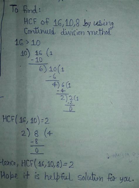 Find the hcf of the following numbers using continued division method ...