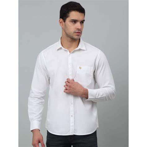 Buy Cantabil Men White Solid Spread Collar Casual Shirt Online