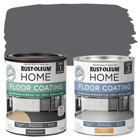 Rust-Oleum 367596 Home Interior Floor Coating Kit, Matte Charcoal Gray ...
