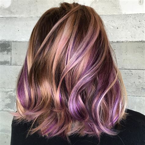 40 Versatile Ideas of Purple Highlights for Blonde, Brown and Red Hair