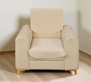 IVAZA Velvet Self Design Quilted Sofa Chair Cover 1 Seater Beige ...