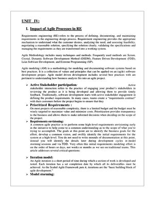 Agile UNIT-5 - Easy - Master of Computer Application - Studocu