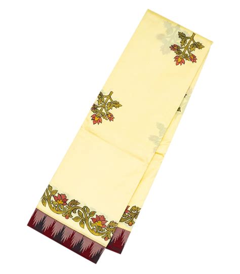 Cream Handwoven Korvai Silk Saree With Hand painted Meena Floral Motifs ...