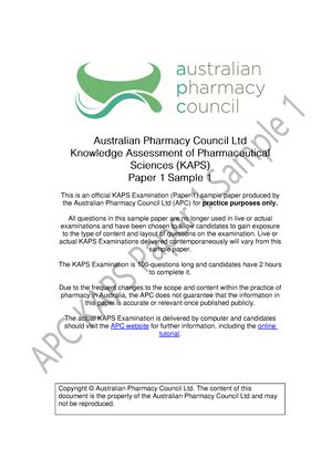 KAPS Paper 1 Sample 1 - This is an official KAPS Examination (Paper 1 ...