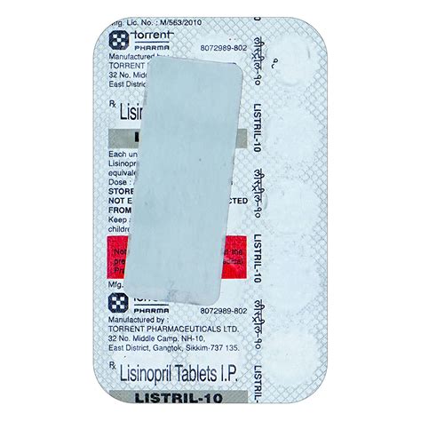 Listril 10 Tablet | Uses, Side Effects, Price | Apollo Pharmacy