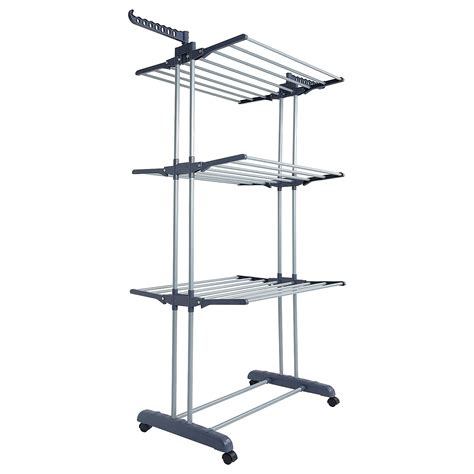Fubullish Clothes Drying Rack Clothing Rail Collapsible 3 Tier Laundry ...