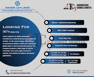 Ashok Leyland Recruitment 2025 | Diploma Mechanical Engineers Jobs for ...