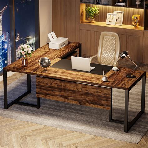 Amazon.com: Tribesigns 70.8" L-Shaped Executive Desk with Drawer ...