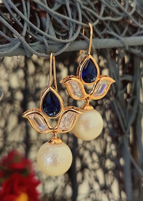 Get Sterling Silver Studded Lotus Earrings at ₹ 1350 | LBB Shop