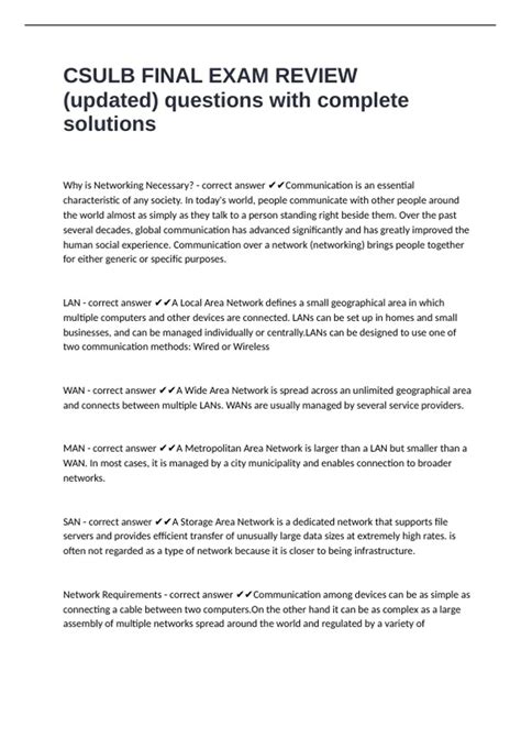 CSULB FINAL EXAM REVIEW (updated) questions with complete solutions ...