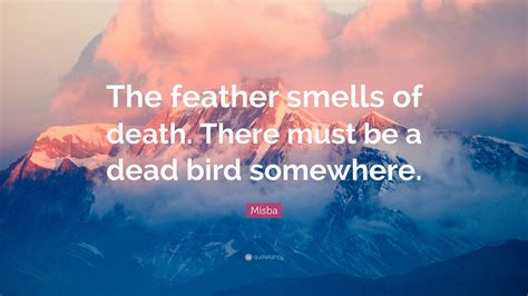 Misba Quote: “The feather smells of death. There must be a dead bird ...