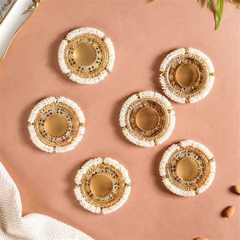 Pearl Tealight Candle Holder Set of 6 Online - Premium Candle Holder ...