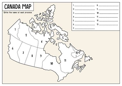 Canada Map Quiz Printable