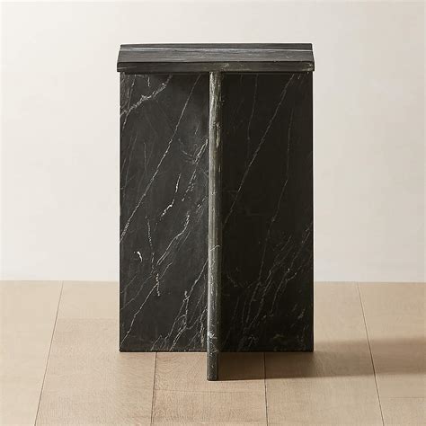 I Beam Black Marble Modern Side Table + Reviews | CB2
