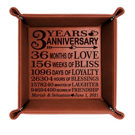 PERSONALIZED - 3 Years Anniversary Gift, Engraved Valet Tray ...