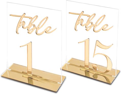 Amazon.com: Acrylic Wedding Table Numbers 1-15 Table Number Stands Bulk ...