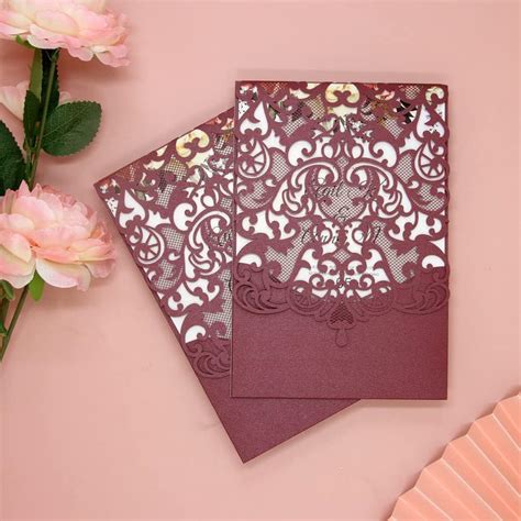 Buy Laser Cut Wedding Invitations Kits 50 Packs FOMTOR Laser Cut ...