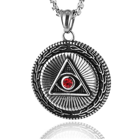 Buy HZMAN Masonic Triangle All Seeing Eyes Necklace for Men, Stainless ...