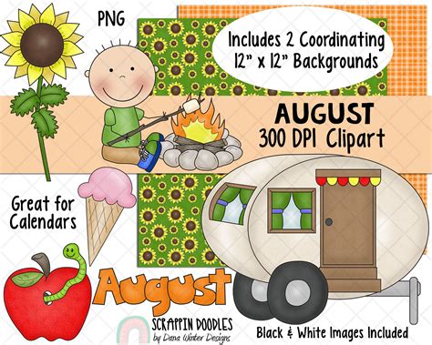 August Clip Art - Celebrate the Last Month of Summer with High-Quality ...