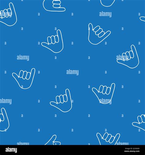 Hang loose hand seamless vector pattern. surfing background. Surfing ...
