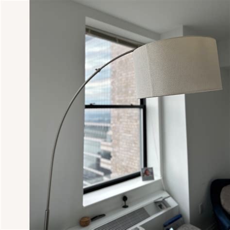West Elm Overarching Linen Shade Floor Lamp (79") - AptDeco