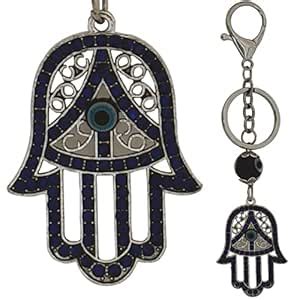 Divya Mantra Hamsa Keychain Evil Eye Turkish Hanging Car Metal Key ...