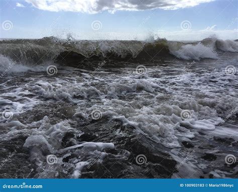 Pacific Ocean Waves with Dirt from Waimea River at Waimea Beach on ...