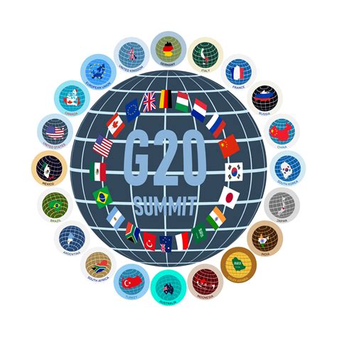 Illustration of flags and maps of the G-20 countries in the form of a ...