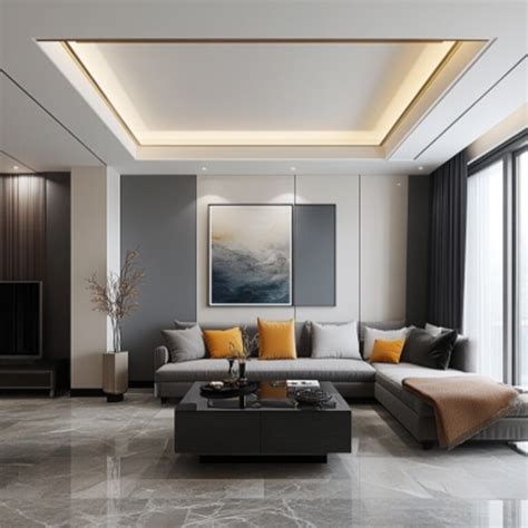 POP Modern Rectangular False Ceiling Design With Cove Light