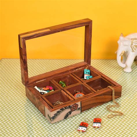 AAKRITI ART CREATIONS Madhubani Hand Crafted Wooden Utility/Jewllery ...
