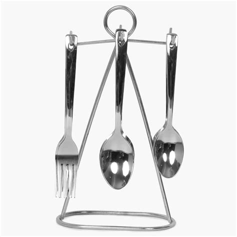 Buy Glister Solid Cutlery set with stand - Stainless Steel- Silver from ...