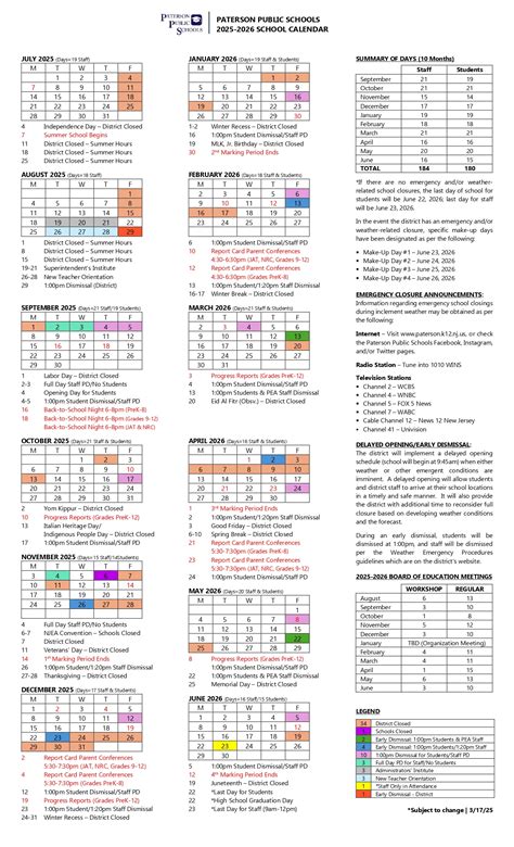 Paterson Public Schools Calendar 25-26 Revised [PDF] - EduCounty