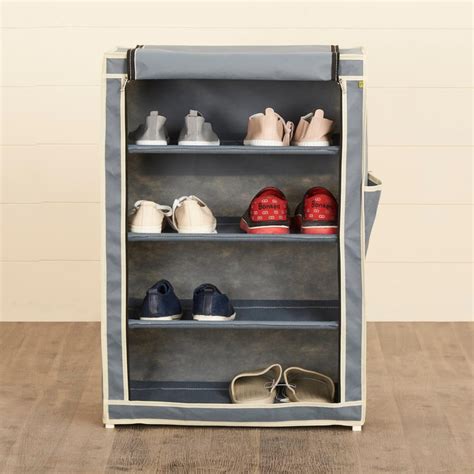 Buy Helios Kenny Fabric 8 Pairs Collapsible Shoe Rack - Grey from ...