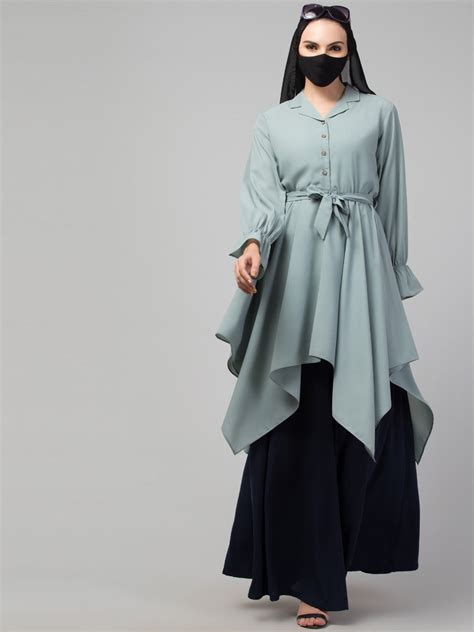 Modest Co-ord Set: Asymmetrical Pattern Top with Collar and Elasticate ...