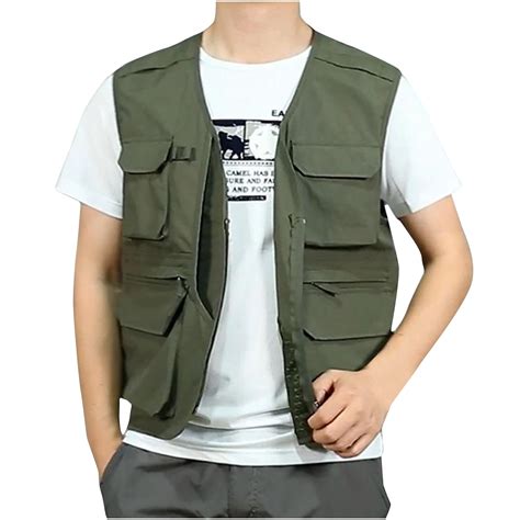 Utility Cargo Vest for Men with Multi Pockets Outdoors Work Jacket ...