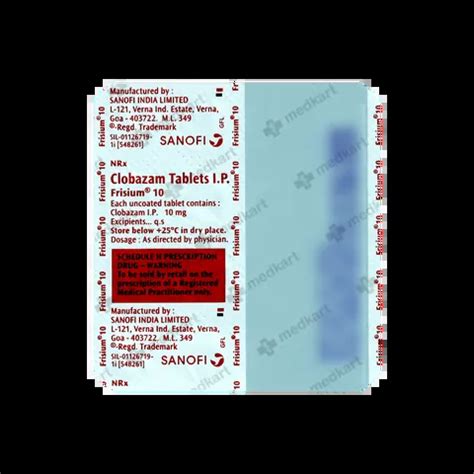 FRISIUM 10MG TABLET 15'S Price, Uses, Side Effects & Substitutes | Medkart