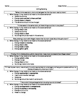 Image result for Editing and Revising Practice Questions