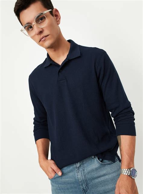 Buy Men Knitted Full Sleeves Polo T-shirt Online at just Rs. 899.0 ...