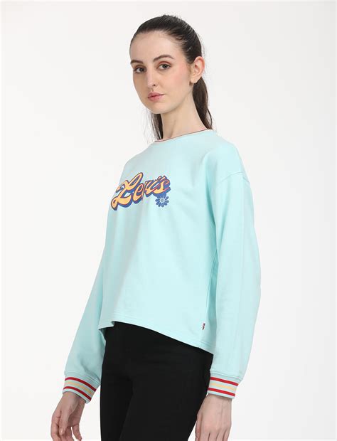 Women's Brand Logo Light Blue Crew Neck Sweatshirt – Levis India Store