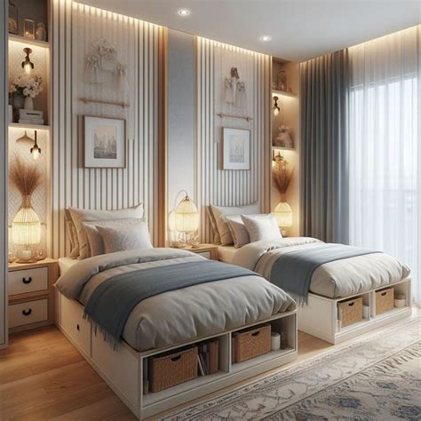 Twin Bedroom Ideas for Small Room Utilizing Under-Bed Storage | Kids room interior design ...